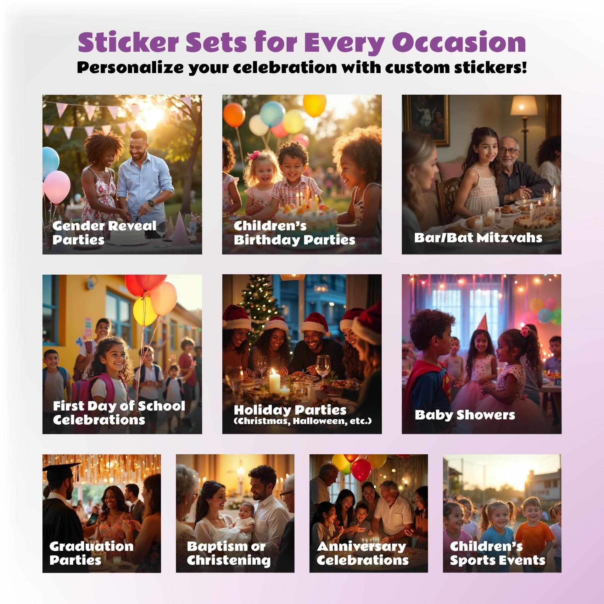 image-Personalized Kids Birthday Sticker Set | Custom Girls Name Age Party Decor | Table Labels | DIY Birthday Decoration Kit | Kid Party Favor *!