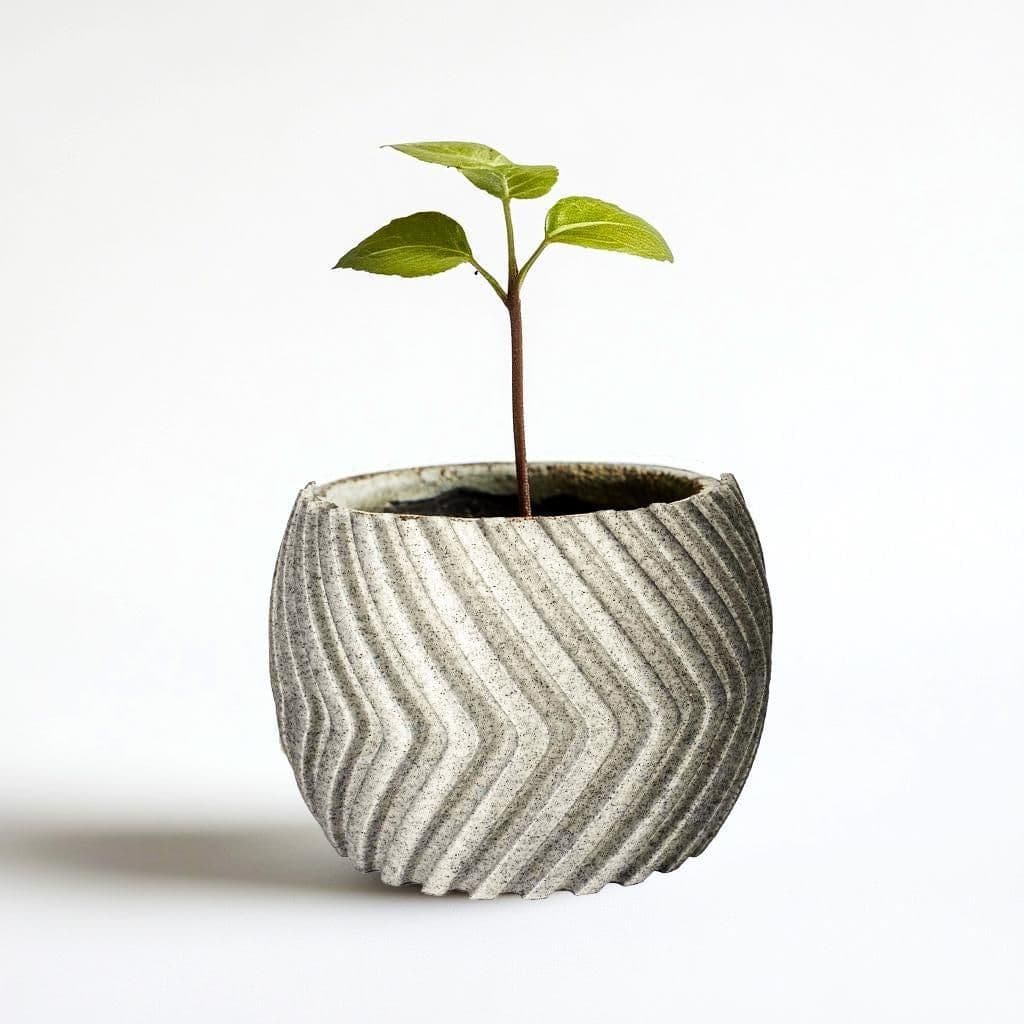 image-Modern Zig Zag Planter Cover | 3D Printed Decorative Pot Cover | Indoor Plant Pot Sleeve | Minimalist Home Decor