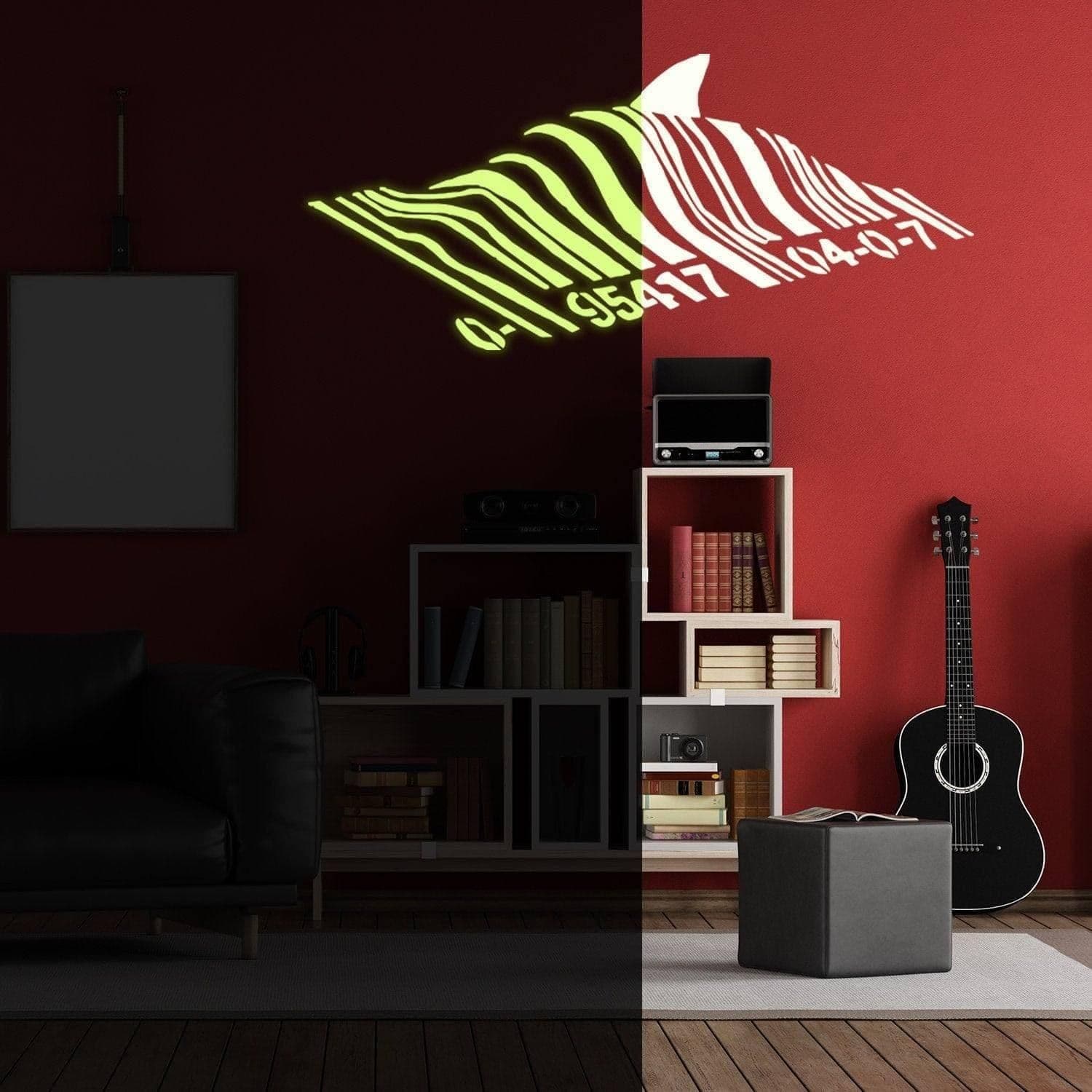 image-Luminous Shark Wall Decal, Underwater Ocean Theme Sticker for Wall Decorations