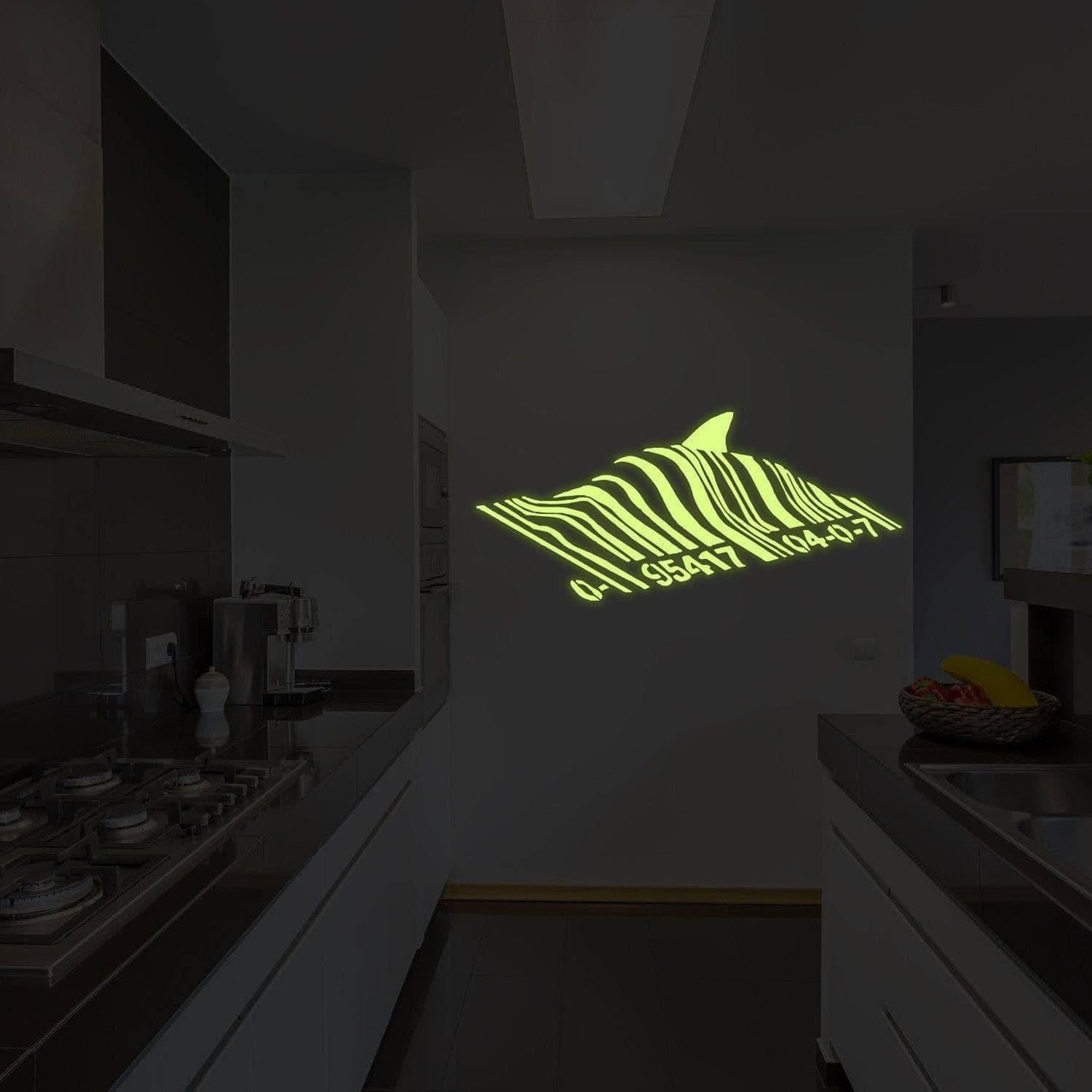 image-Luminous Shark Wall Decal, Underwater Ocean Theme Sticker for Wall Decorations