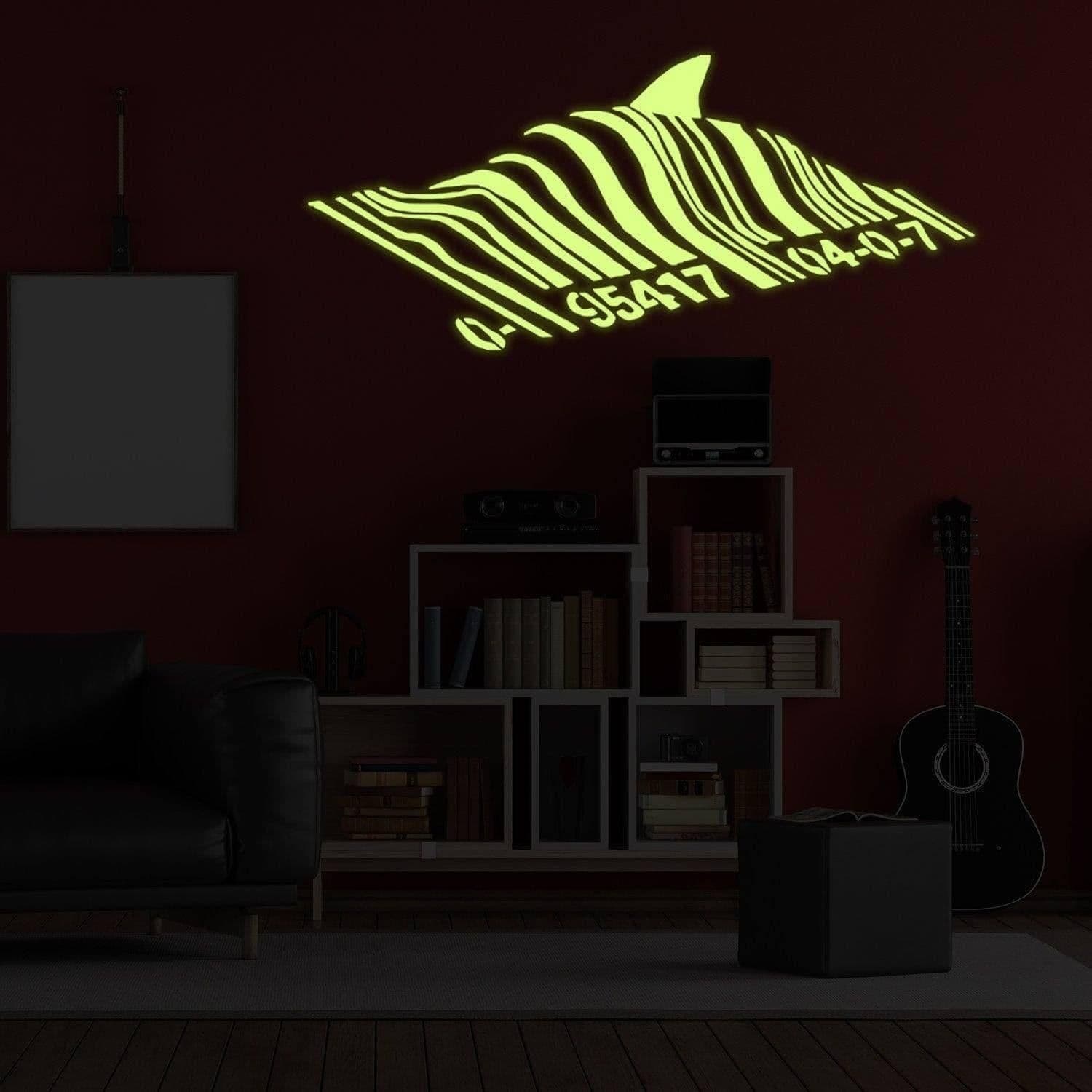 image-Luminous Shark Wall Decal, Underwater Ocean Theme Sticker for Wall Decorations
