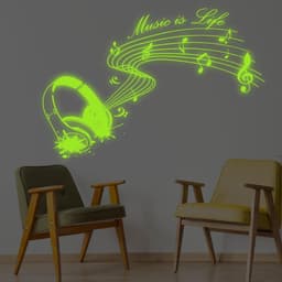 image-Glow In Dark Music Is Life Wall Sticker - Nigh Light Note Quote Decor Art Vinyl Decal