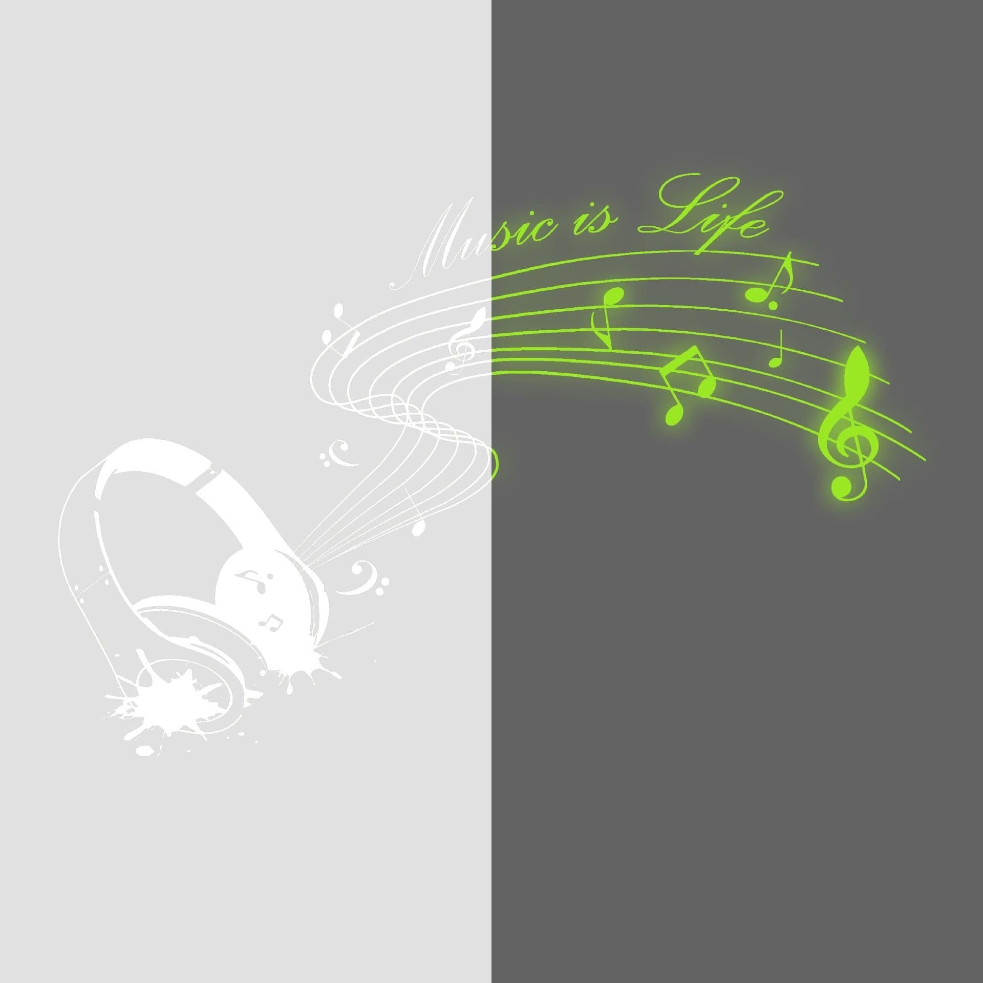 image-Glow In Dark Music Is Life Wall Sticker - Nigh Light Note Quote Decor Art Vinyl Decal