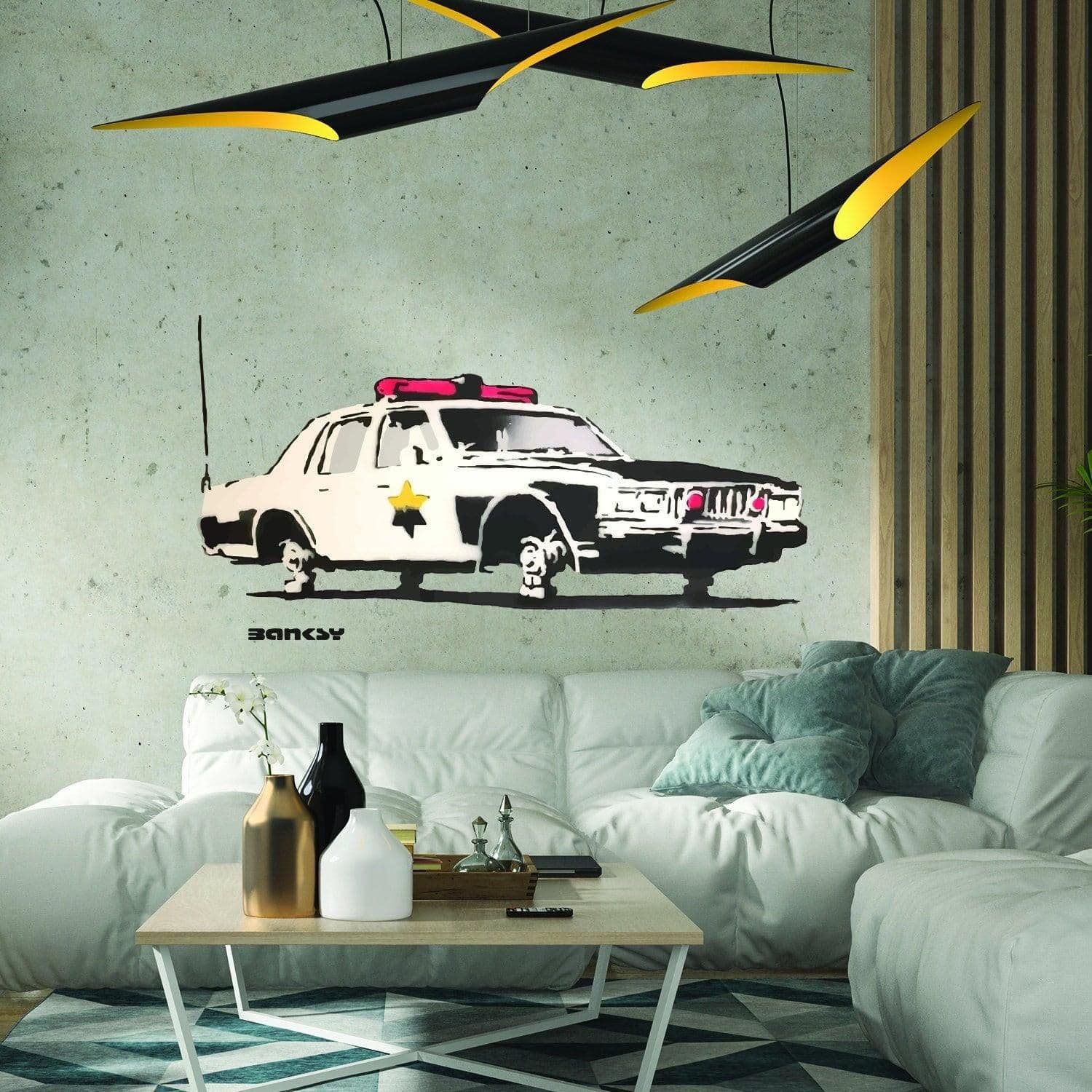 image-Police Car Wall Vinyl Sticker - Officer Art Mural Decal Label