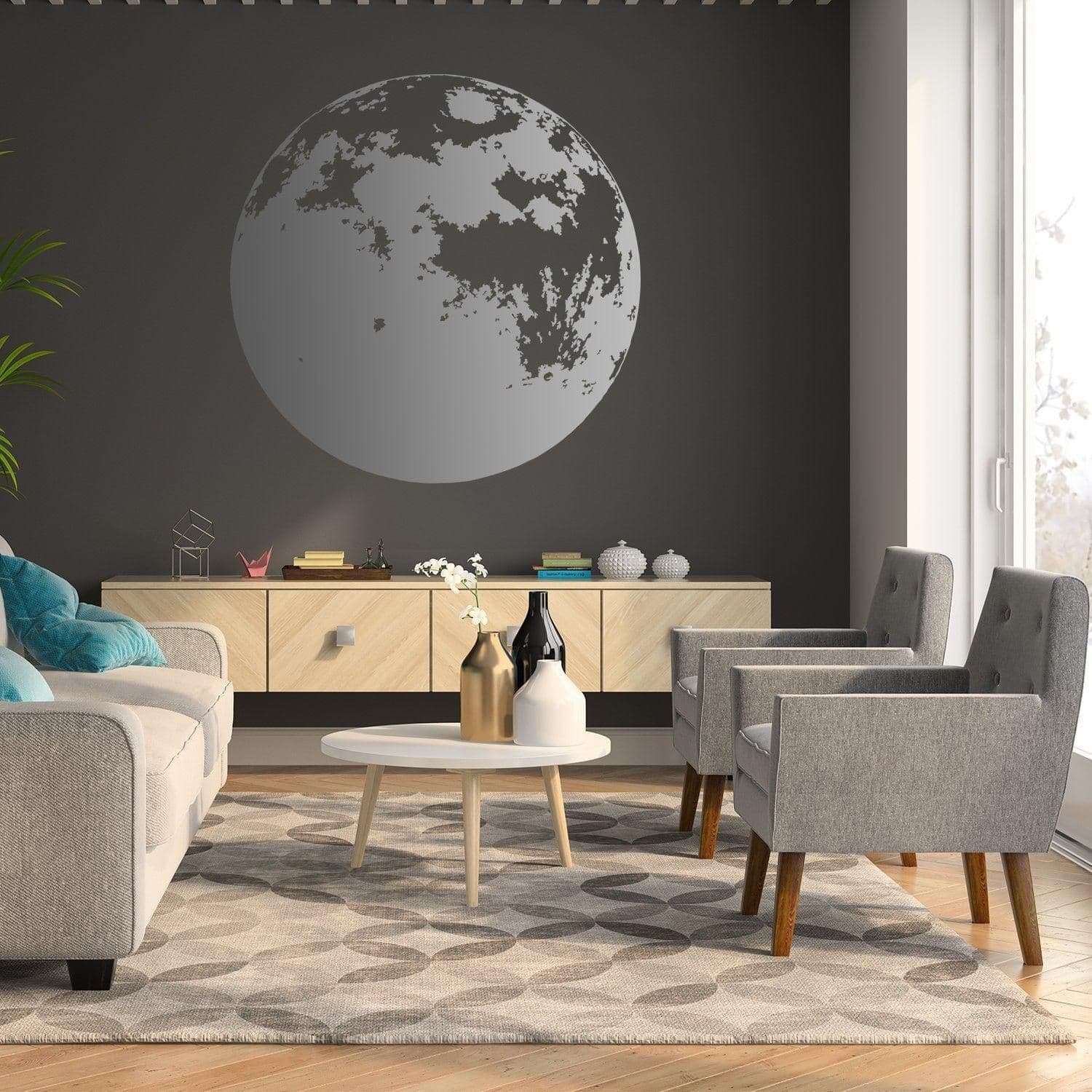 image-Moon Phase Wall Decor Decal - Kid Full Large Sticker For Nursery Baby Kids Room