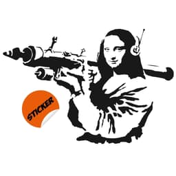 image-Banksy Mona Lisa Wall Sticker - Laptop Car Tablet Da Vinci Joconda Art Vinyl Decal