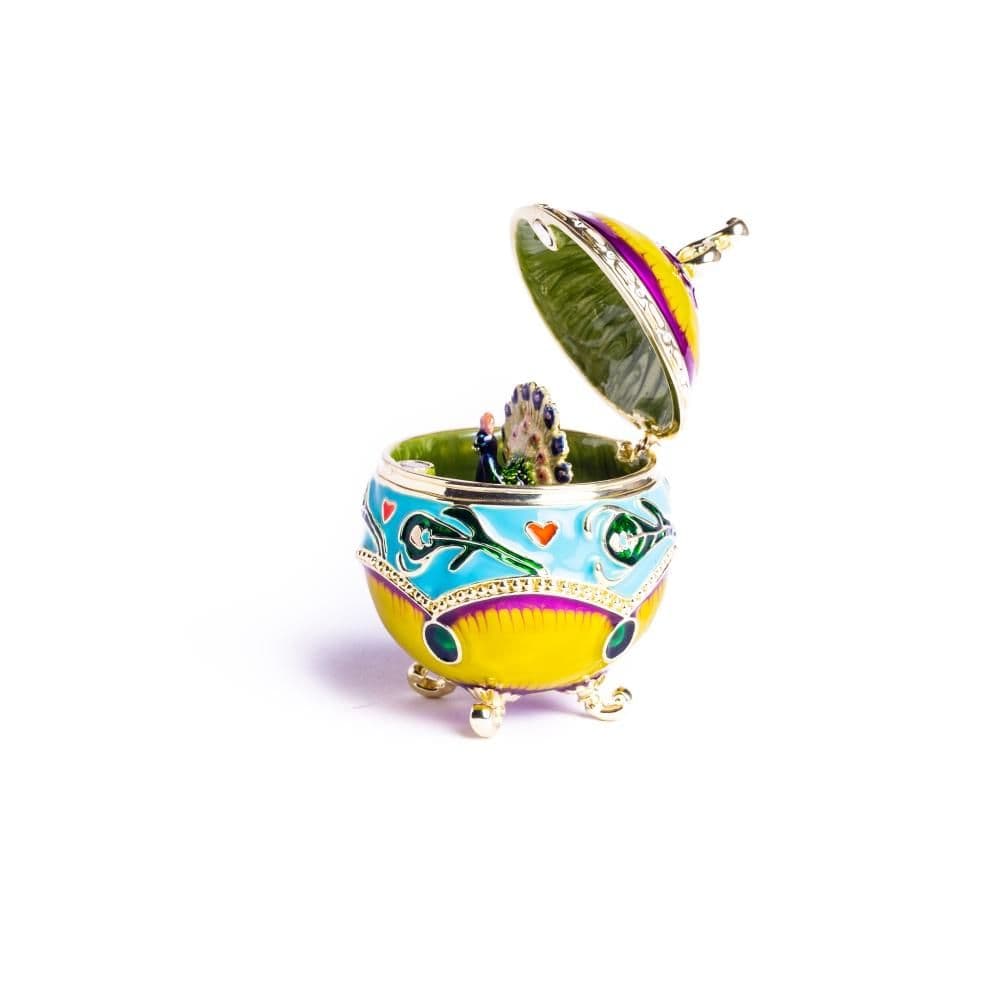image-Colorful Decorated Faberge Egg with Peacock Surprise