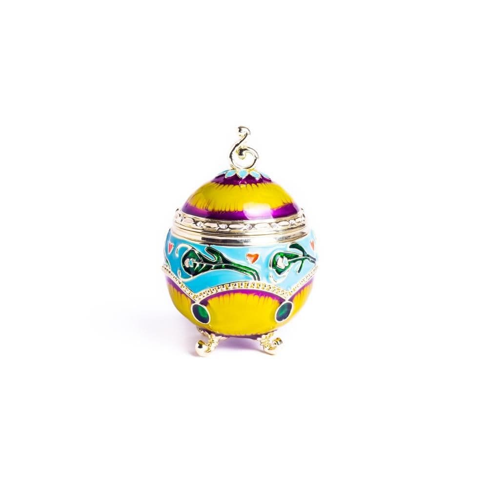 image-Colorful Decorated Faberge Egg with Peacock Surprise