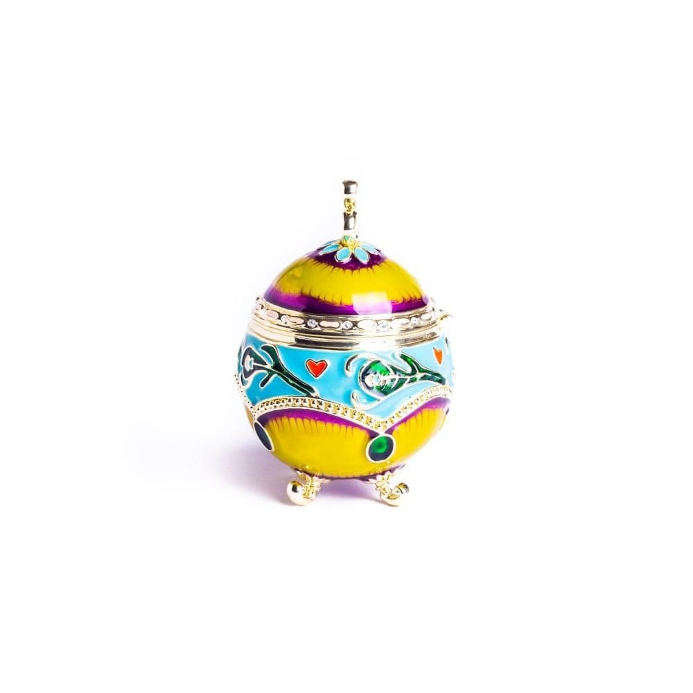 image-Colorful Decorated Faberge Egg with Peacock Surprise