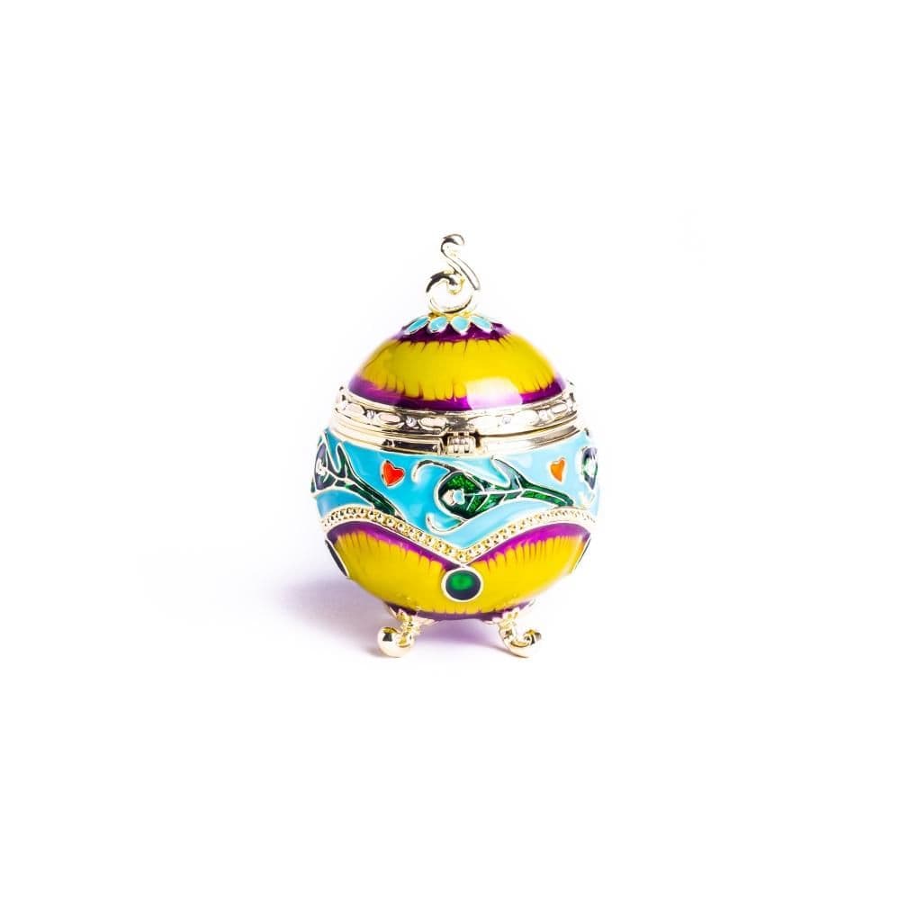 image-Colorful Decorated Faberge Egg with Peacock Surprise