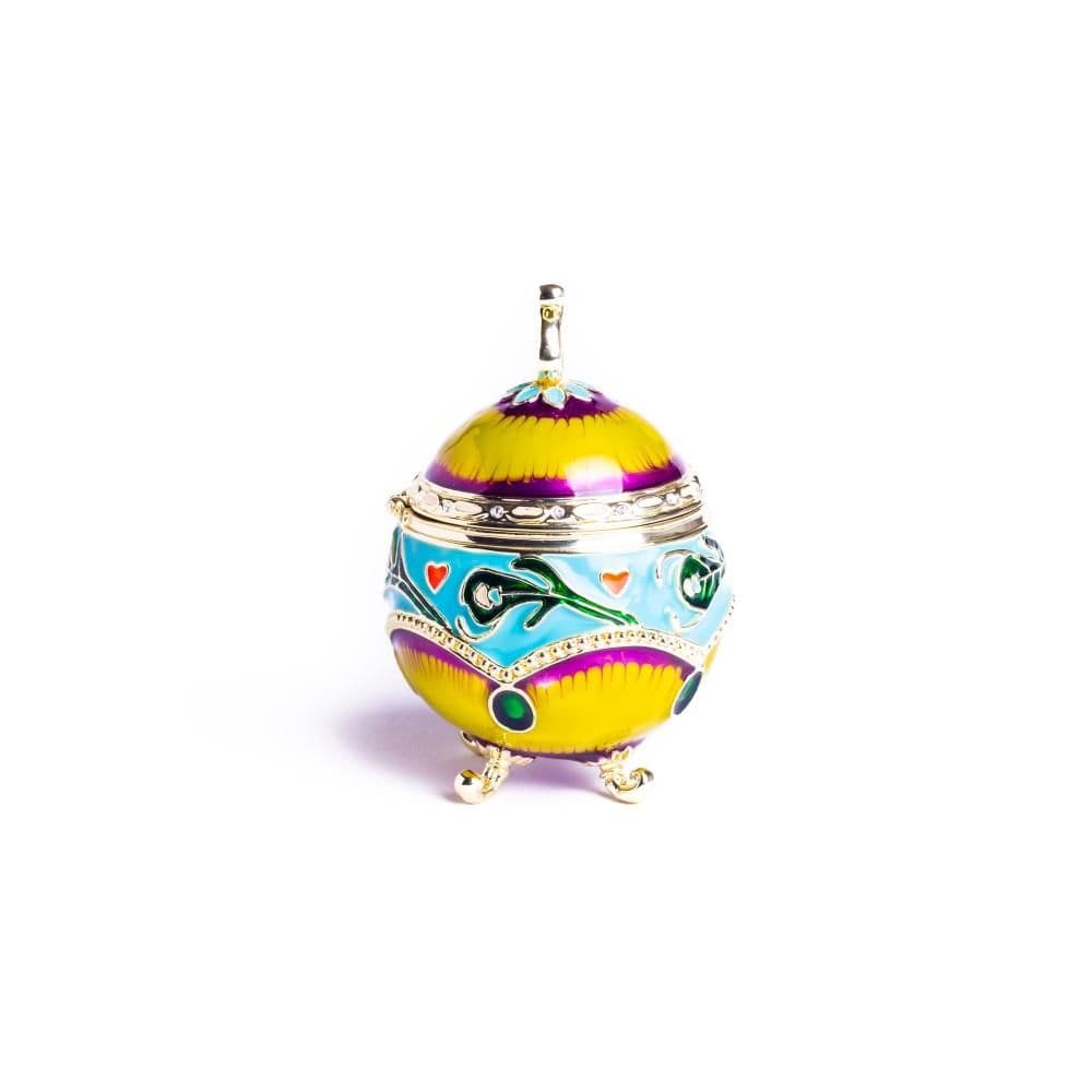 image-Colorful Decorated Faberge Egg with Peacock Surprise