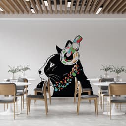image-Cat in Headphones Stickers - Inspired by Banksy Graffiti Wall Decal