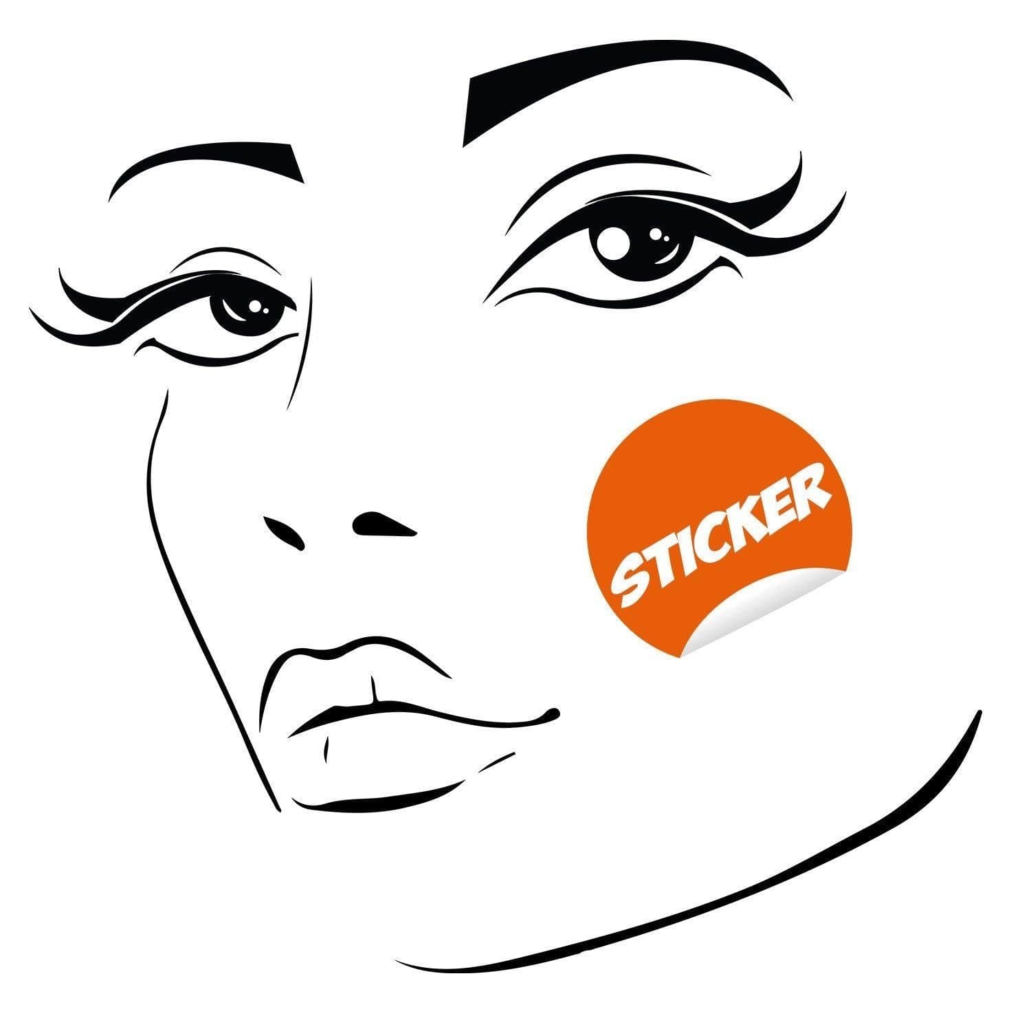image-Woman Face Black Wall Vinyl Sticker - Salon Girl Happy Women Eye Window Beauty Art Decal