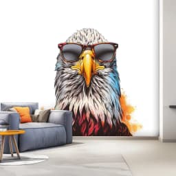image-Bald Eagle with Sunglasses Wall Sticker Decal - Cool Bird in Glasses Room Decor