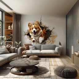 image-3D Corgi Dog Wall Decal - Playful Pet Sticker