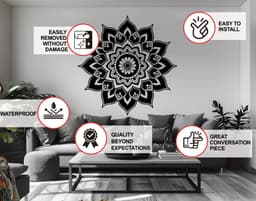 image-Sacred Geometry Mandala Wall Art Decal - Meditation Wall Sticker Perfect for Yoga Rooms
