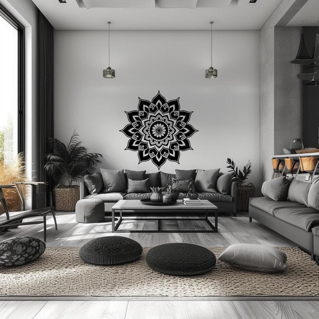 image-Sacred Geometry Mandala Wall Art Decal - Meditation Wall Sticker Perfect for Yoga Rooms
