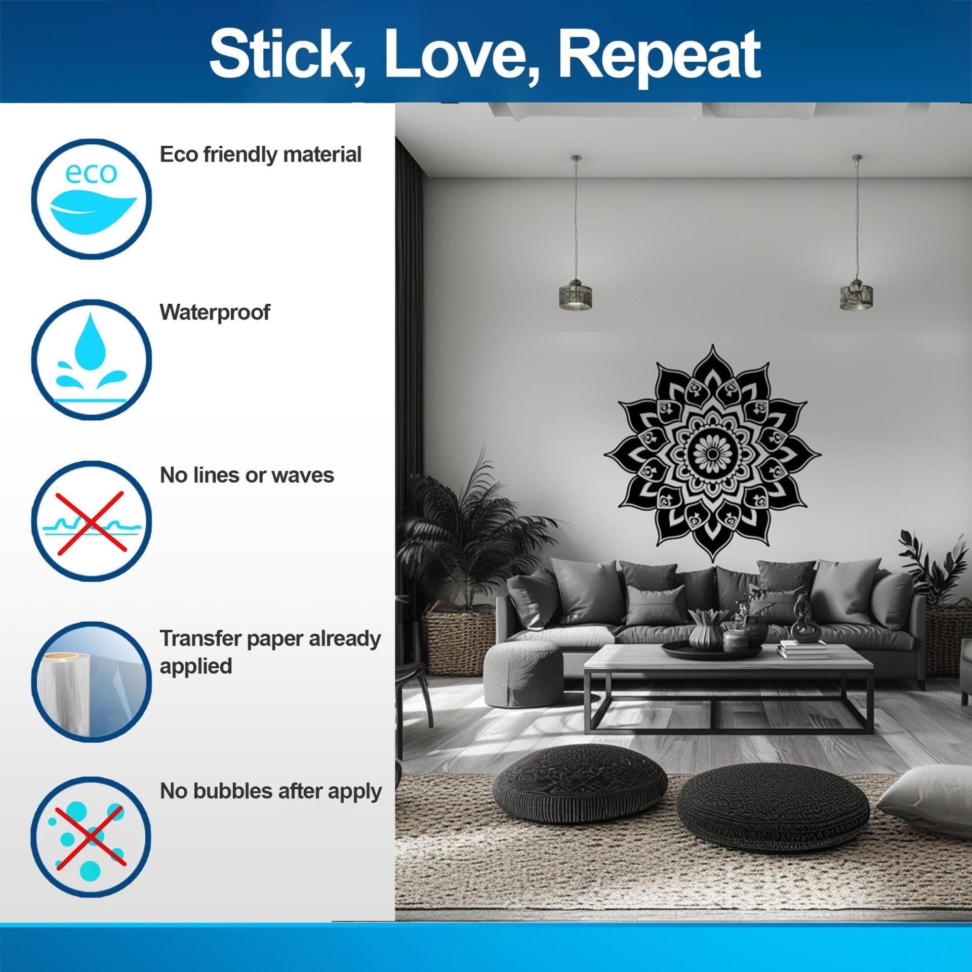 image-Sacred Geometry Mandala Wall Art Decal - Meditation Wall Sticker Perfect for Yoga Rooms