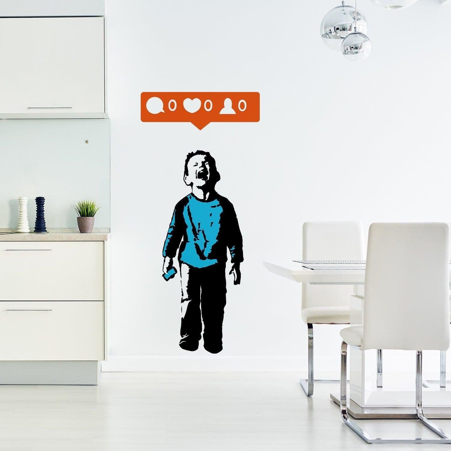 image-Banksy Crying Boy Wall Sticker - Street Art Graffiti Social Media Decal
