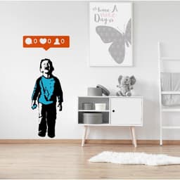 image-Banksy Crying Boy Wall Sticker - Street Art Graffiti Social Media Decal