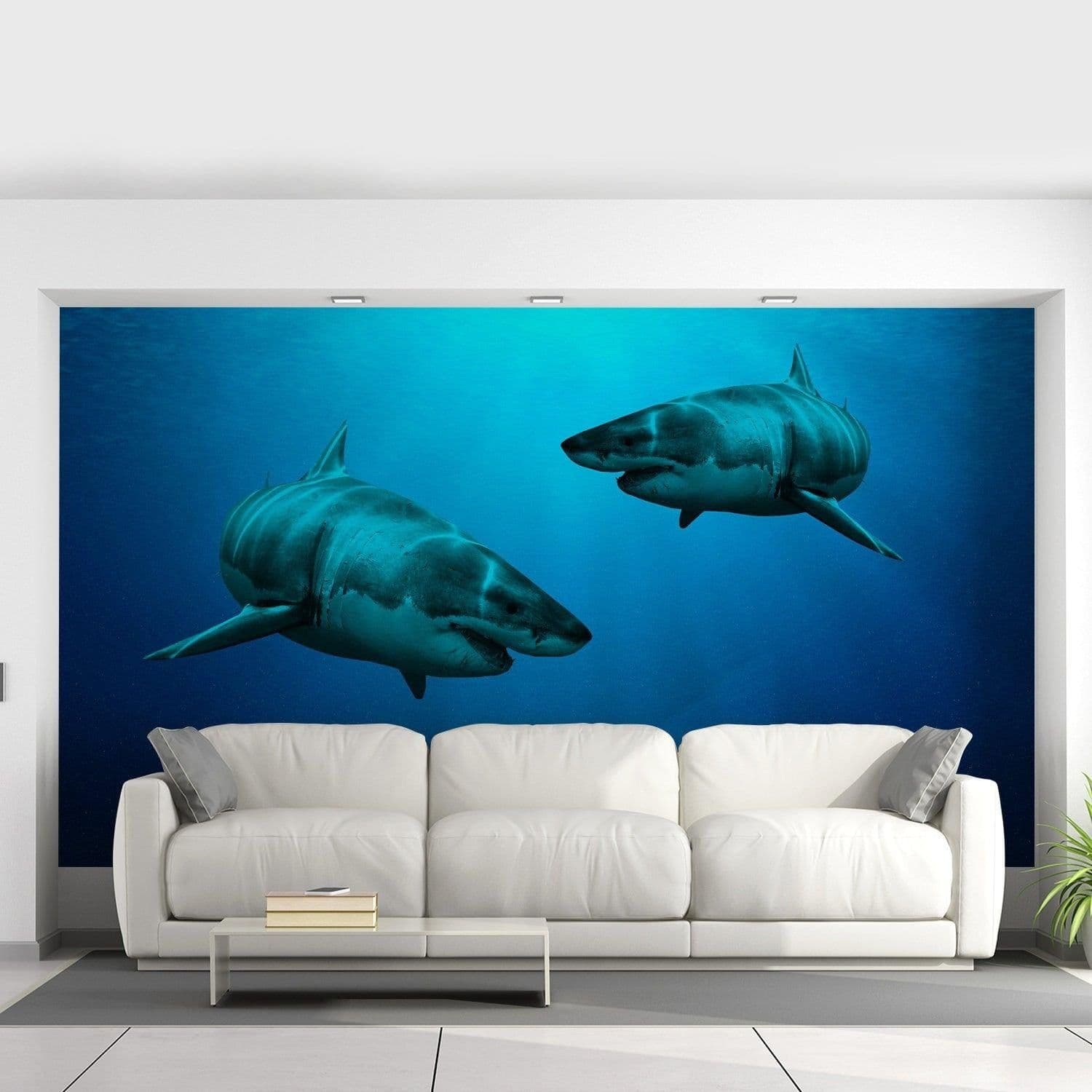 image-Wallpaper Shark Decor Sticker - 3d Underwater Ocean Wall Stickers Removable Decal