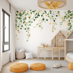 image-Watercolor Citrus Wall Decal | Orange Branch Peel & Stick Wallpaper | Nursery Wall Art Kids Room Decor | Botanical Mural | Wall Stickers