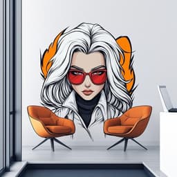 image-Anime Girl Wall Decal | Cool Female Character Sticker | Comic Style Wall Art | Modern Manga Mural | Removable Vinyl Sticker Room or Office
