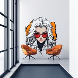 image-Anime Girl Wall Decal | Cool Female Character Sticker | Comic Style Wall Art | Modern Manga Mural | Removable Vinyl Sticker Room or Office