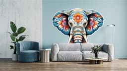 image-Floral Elephant Wall Decal - Colorful Kids & Nursery Wall Art Sticker