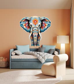 image-Floral Elephant Wall Decal - Colorful Kids & Nursery Wall Art Sticker