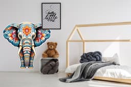 image-Floral Elephant Wall Decal - Colorful Kids & Nursery Wall Art Sticker