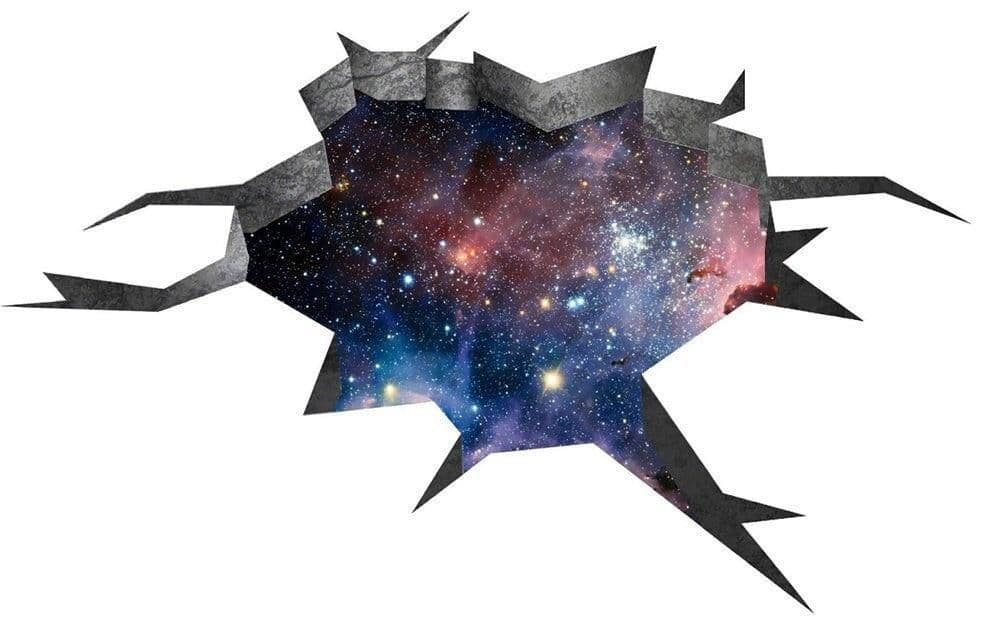 image-3d Effect Deep Space Wall Sticker - Outer Galaxy Floor Art Decor Mural Porthole Tunnel View Printed Decal