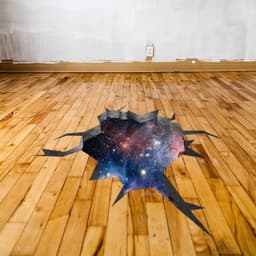 image-3d Effect Deep Space Wall Sticker - Outer Galaxy Floor Art Decor Mural Porthole Tunnel View Printed Decal