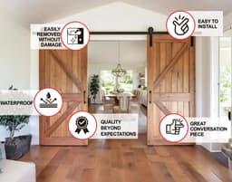 image-Brown Rustic Barn Door Wallpaper Sticker - DIY Peel and Stick Wood Mural