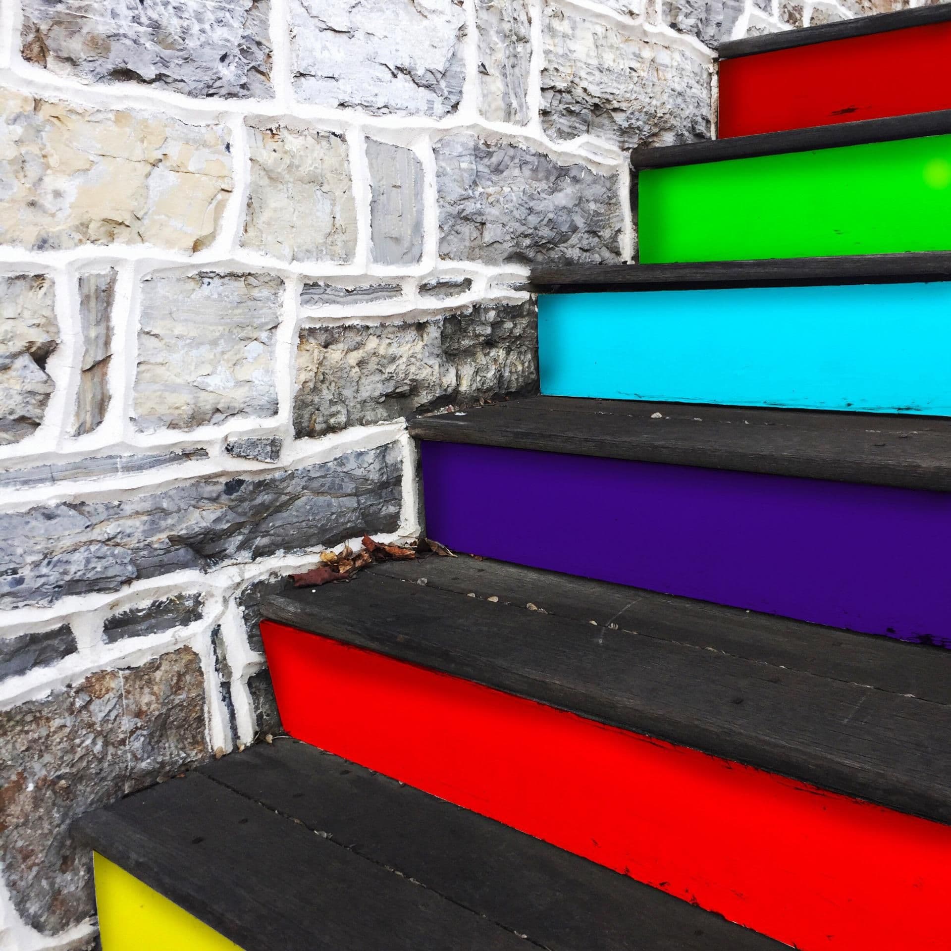 image-Rainbow Stair Riser Stickers - Decoration Strips Stairway Ladder Steps