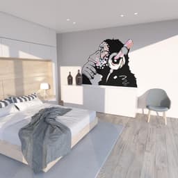 image-Banksy Inspired Thinking Monkey Decal In Pink Color - DJ Chimp Street Art Boho Girls Room Light-Toned Vinyl Sticker