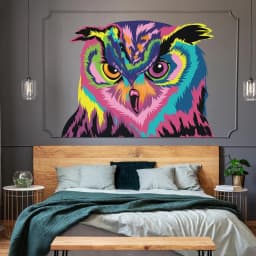 image-Colorful Owl Wall Sticker - Cute Bird Gift Vinyl Art Decor Decal