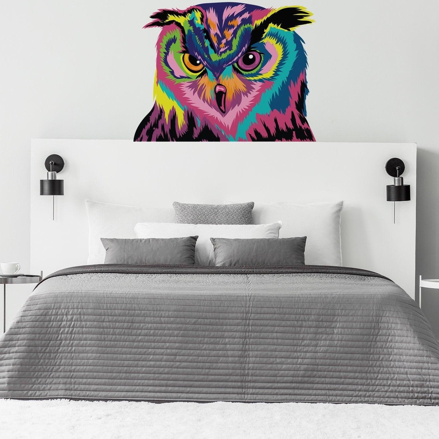 image-Colorful Owl Wall Sticker - Cute Bird Gift Vinyl Art Decor Decal