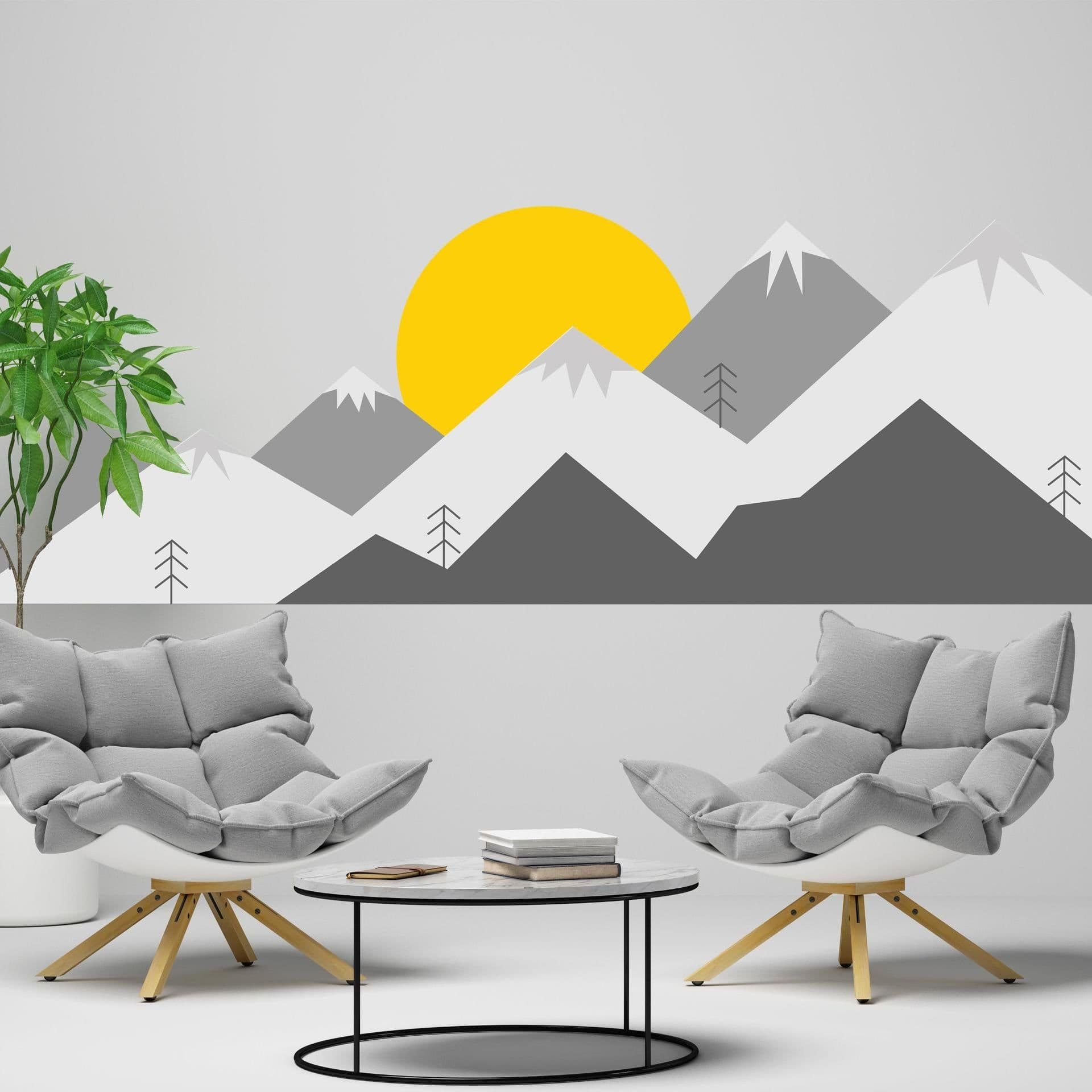 image-Mountain Wall Decal - Mountains Vinyl Sticker Decor For Nursery Baby Kid Boy Room