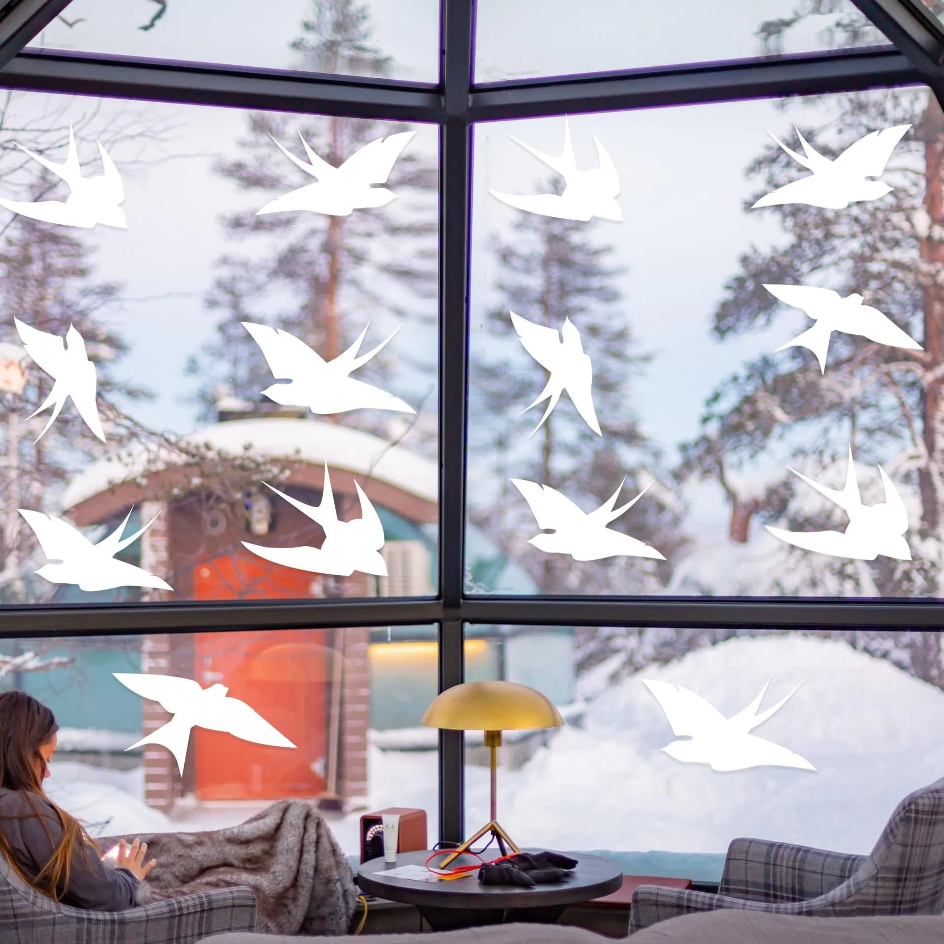 image-25x Window Decal Bird Strike Glass Anti Collision Cling Sticker - Deterrent Safety Anticollision Flying Prevent Frosted Protector Film