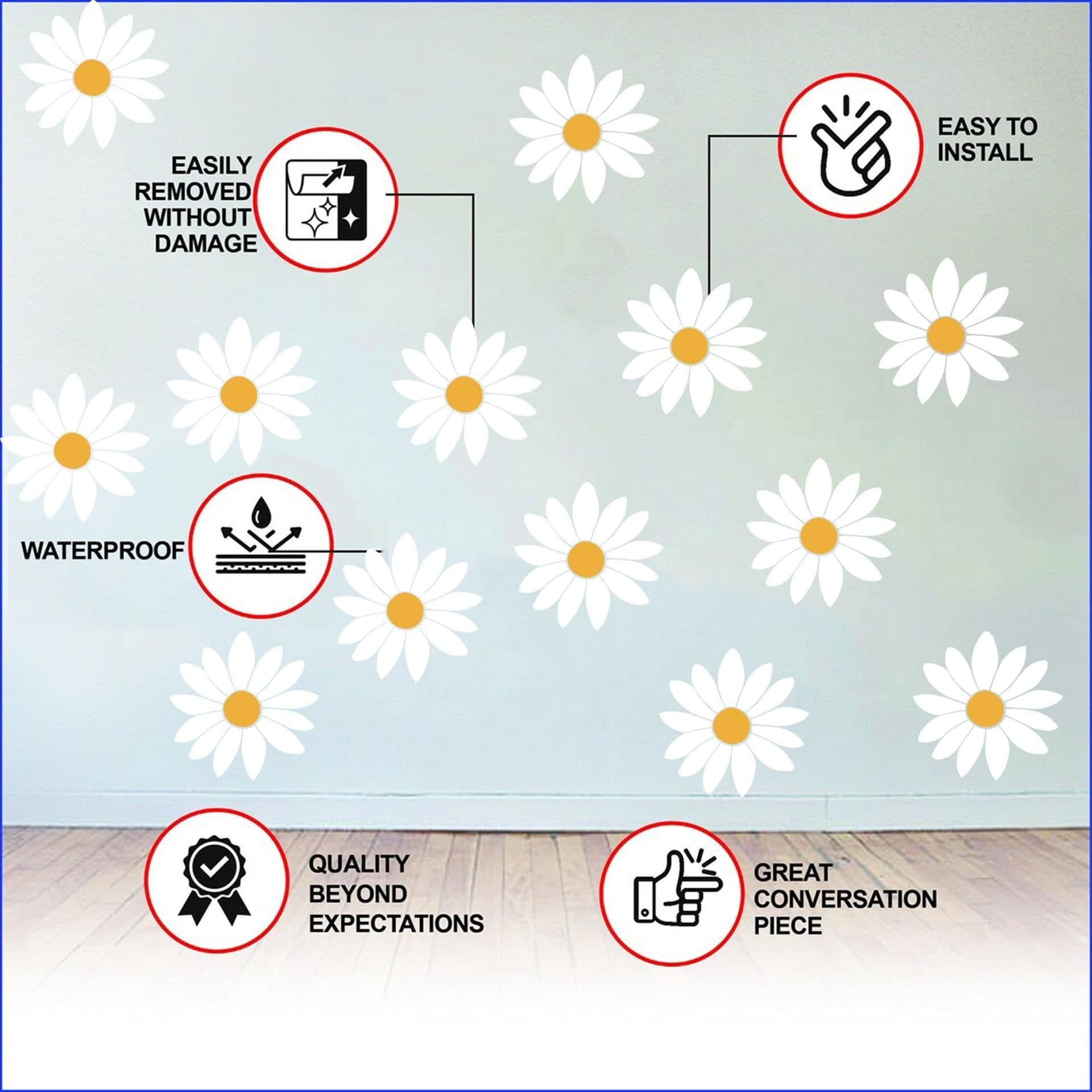 image-24x Daisy Wall Decals - White Flowers Room Decor Stickers