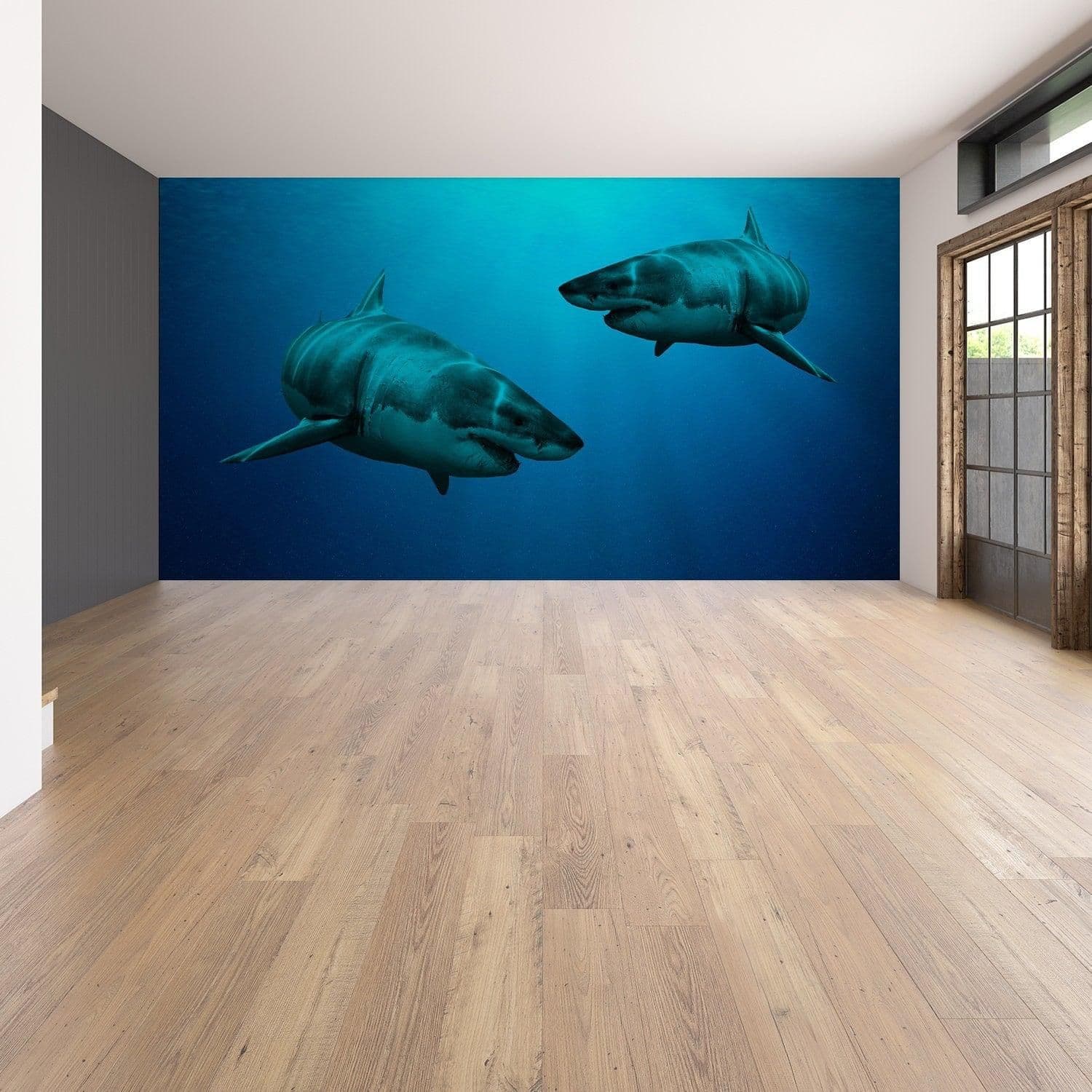 image-Wallpaper Shark Decor Sticker - 3d Underwater Ocean Wall Stickers Removable Decal