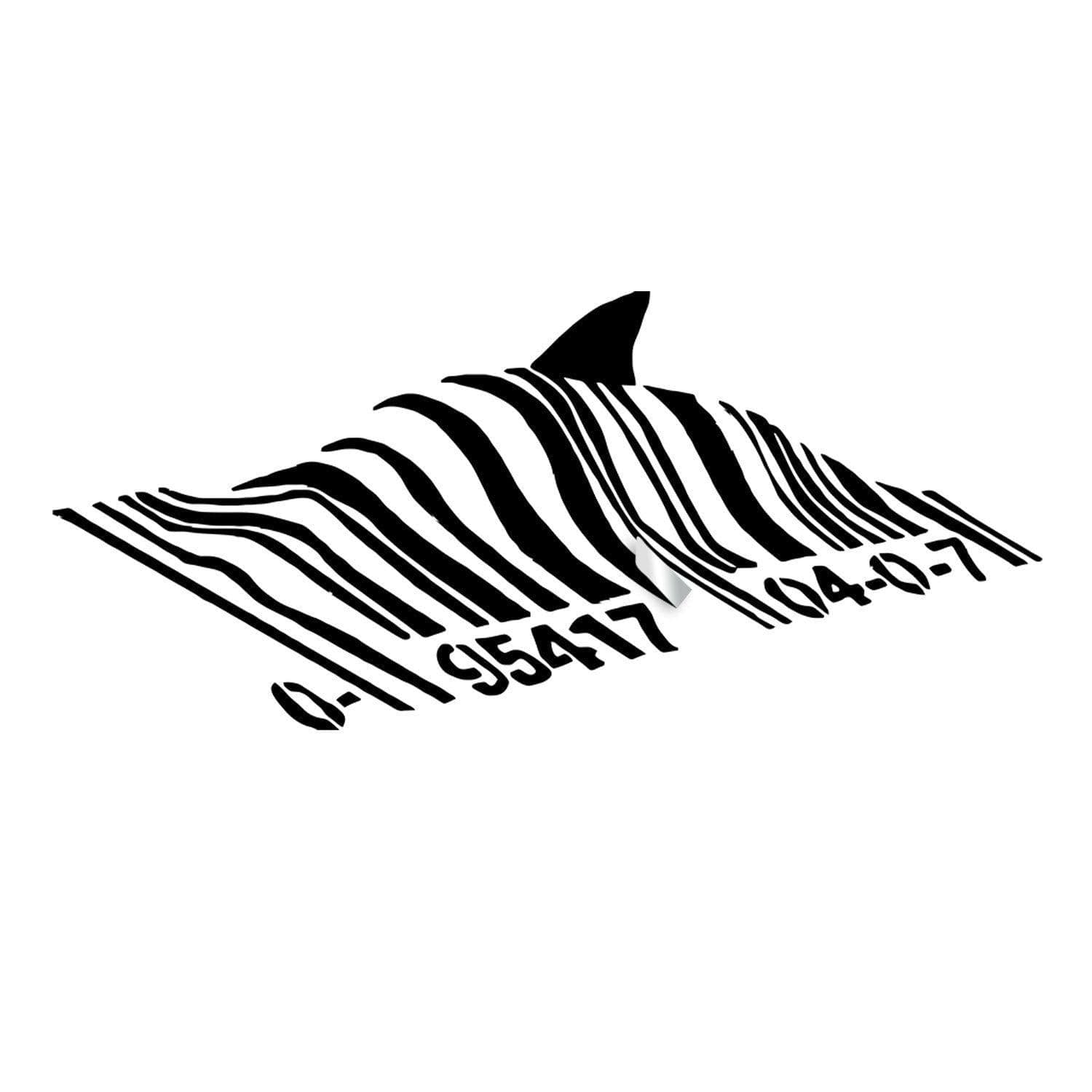 image-Banksy Barcode Shark Wall Sticker - Swimming Fish Under Bar Code Vinyl Decal