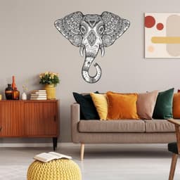 image-Vinyl Wall Tribal Elephant Sticker - Two Colors Wise Wealth Animal Ornaments Art Decal