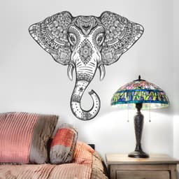 image-Vinyl Wall Tribal Elephant Sticker - Two Colors Wise Wealth Animal Ornaments Art Decal
