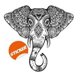 image-Vinyl Wall Tribal Elephant Sticker - Two Colors Wise Wealth Animal Ornaments Art Decal
