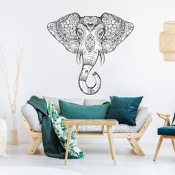 image-Vinyl Wall Tribal Elephant Sticker - Two Colors Wise Wealth Animal Ornaments Art Decal