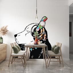 image-Dog Wall Art Sticker - Thinking Dj Puppy Head Headphones Vinyl Decal