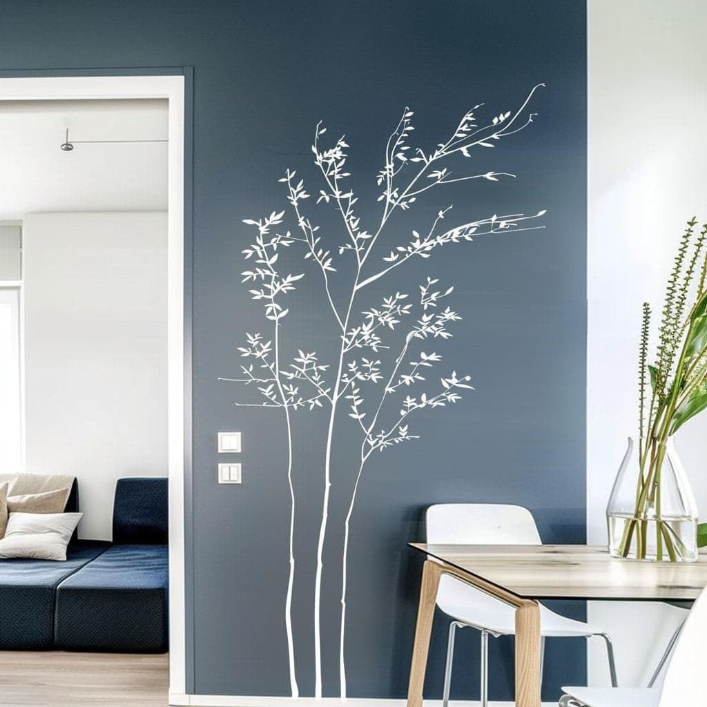 image-Minimalist White Branch Wall Sticker Decal | Elegant Nature-Inspired Vinyl Art | Modern Living Room Decor | Tranquil Office Wall Decoration