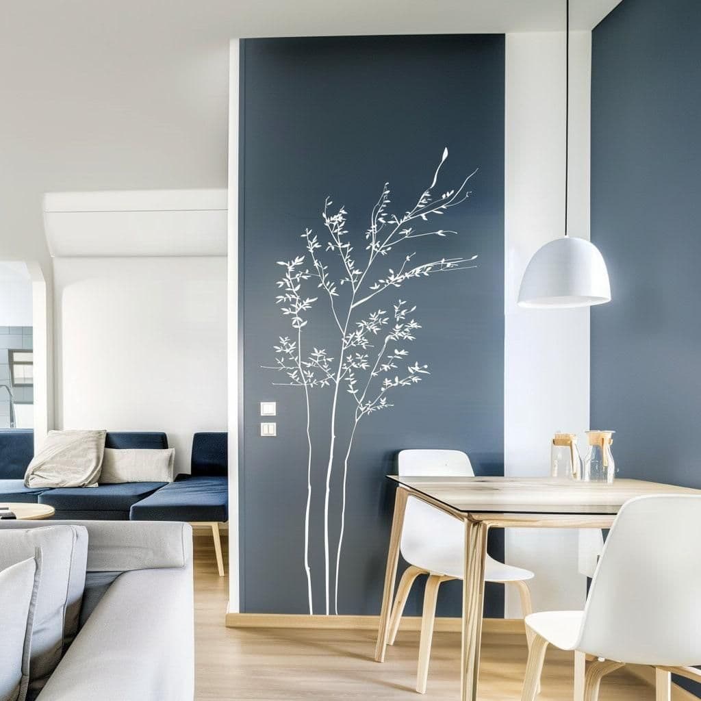 image-Minimalist White Branch Wall Sticker Decal | Elegant Nature-Inspired Vinyl Art | Modern Living Room Decor | Tranquil Office Wall Decoration